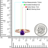 Art Deco Round Engagement Ring Simulated Cubic Zirconia 925 Sterling Silver