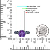 Elegant Hidden Halo Cushion Engagement Ring Cubic Zirconia 925 Sterling Silver