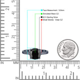 Elegant Hidden Halo Cushion Engagement Ring Cubic Zirconia 925 Sterling Silver