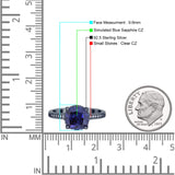 Elegant Hidden Halo Cushion Engagement Ring Cubic Zirconia 925 Sterling Silver