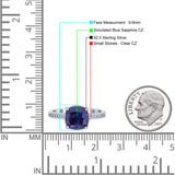 Elegant Hidden Halo Cushion Engagement Ring Cubic Zirconia 925 Sterling Silver