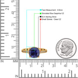 Elegant Hidden Halo Cushion Engagement Ring Cubic Zirconia 925 Sterling Silver
