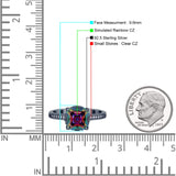 Elegant Hidden Halo Cushion Engagement Ring Cubic Zirconia 925 Sterling Silver