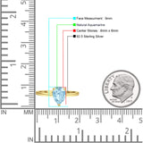 Teardrop Pear Hidden Halo Natural Aquamarine Engagement Ring