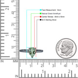 Teardrop Pear Hidden Halo Natural Green Amethyst Prasiolite Engagement Ring