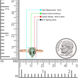 Teardrop Pear Hidden Halo Natural Green Amethyst Prasiolite Engagement Ring