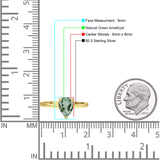 Teardrop Pear Hidden Halo Natural Green Amethyst Prasiolite Engagement Ring