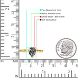 Teardrop Pear Hidden Halo Natural Rutilated Quartz Engagement Ring