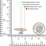 Vintage Twisted Band Emerald Cut Engagement Ring Simulated Cubic Zirconia 925 Sterling Silver