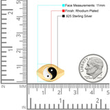 Yin Yang Oxidized Band Solid 925 Sterling Silver Thumb Ring (11mm)