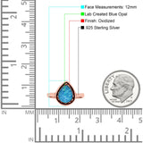 Petite Dainty Pear Lab Opal Ring Solid Oxidized 925 Sterling Silver