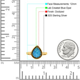Petite Dainty Pear Lab Opal Ring Solid Oxidized 925 Sterling Silver