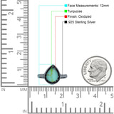 Petite Dainty Pear Lab Opal Ring Solid Oxidized 925 Sterling Silver