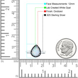 Petite Dainty Pear Lab Opal Ring Solid Oxidized 925 Sterling Silver
