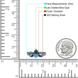 Petite Dainty Heart Lab Opal Ring Solid Oxidized 925 Sterling Silver