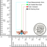Petite Dainty Heart Lab Opal Ring Solid Oxidized 925 Sterling Silver