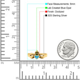 Petite Dainty Heart Lab Opal Ring Solid Oxidized 925 Sterling Silver