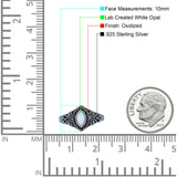 Vintage Style Marquise Lab Opal Ring Solid Oxidized 925 Sterling Silver