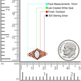 Vintage Style Marquise Lab Opal Ring Solid Oxidized 925 Sterling Silver