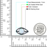 Round Thumb Ring Statement Fashion Oxidized Lab Created Opal Solid 925 Sterling Silver