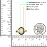 Oval Rope Beaded Oxidized Split Shank Created Opal Thumb Ring 925 Sterling Silver