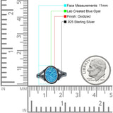 Oval Split Shank Created Opal Oxidized Ring 925 Sterling Silver