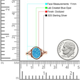 Oval Split Shank Created Opal Oxidized Ring 925 Sterling Silver