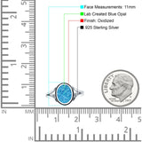 Oval Split Shank Created Opal Oxidized Ring 925 Sterling Silver