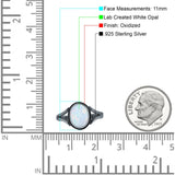 Oval Split Shank Created Opal Oxidized Ring 925 Sterling Silver