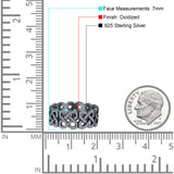 Celtic Oxidized Band Solid 925 Sterling Silver Thumb Ring (7mm)