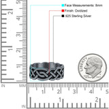 Celtic Oxidized Band Solid 925 Sterling Silver Thumb Ring (8mm)