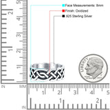 Celtic Oxidized Band Solid 925 Sterling Silver Thumb Ring (8mm)