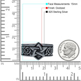 Celtic Pentagram Star Oxidized Band Solid 925 Sterling Silver Thumb Ring (15mm)