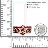 Celtic Pentagram Star Oxidized Band Solid 925 Sterling Silver Thumb Ring (15mm)