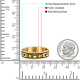 Claddagh Oxidized Band Solid 925 Sterling Silver Thumb Ring (6mm)