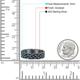 Celtic Oxidized Band Solid 925 Sterling Silver Thumb Ring (5mm)