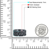 Celtic Oxidized Band Solid 925 Sterling Silver Thumb Ring (7mm)