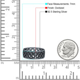 Celtic Oxidized Band Solid 925 Sterling Silver Thumb Ring (7mm)