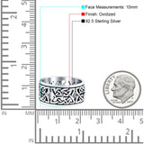 Weave Celtic Oxidized Band Solid 925 Sterling Silver Thumb Ring (10mm)