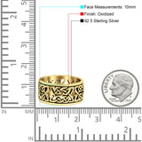 Weave Celtic Oxidized Band Solid 925 Sterling Silver Thumb Ring (10mm)