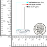 Classical Simple Signet Plain Band High Polished Solid 925 Sterling Silver Mens Ring (8mm)