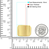 Signet Classical Simple Plain Band High Polished Solid 925 Sterling Silver Mens Ring (16mm)