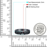 Sunset Ring Oxidized Band Solid 925 Sterling Silver Thumb Ring (5mm)