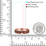 Sunset Ring Oxidized Band Solid 925 Sterling Silver Thumb Ring (5mm)
