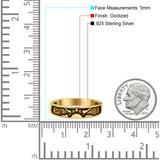 Sunset Ring Oxidized Band Solid 925 Sterling Silver Thumb Ring (5mm)