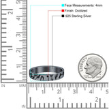 Flowers Ring Oxidized Band Solid 925 Sterling Silver Thumb Ring (4mm)