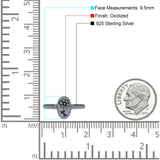 Flower Ring Oxidized Band Solid 925 Sterling Silver Thumb Ring (9.5mm)