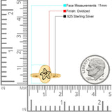 Starfish Ring Oxidized Band Solid 925 Sterling Silver Thumb Ring (11mm)