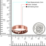 Mountains & Trees Ring Oxidized Band Solid 925 Sterling Silver Thumb Ring (5mm)