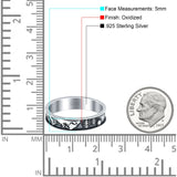 Mountains & Trees Ring Oxidized Band Solid 925 Sterling Silver Thumb Ring (5mm)